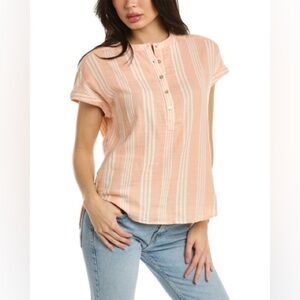 Faherty Dream Cotton Blouse, Stripped - M